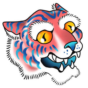 Tigre alucinado, ilustração de Azulario Tattoo